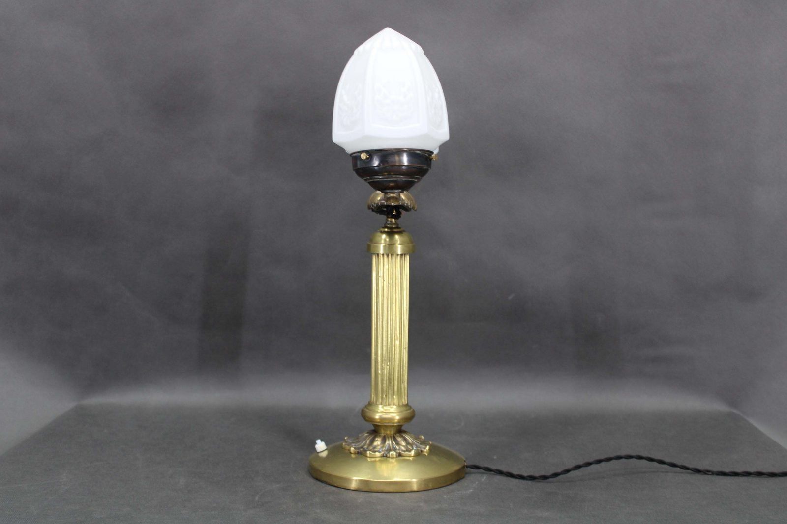 1930s Secession Brass And Glass Dual Desk Lamp, Czechoslovakia photo for sale
