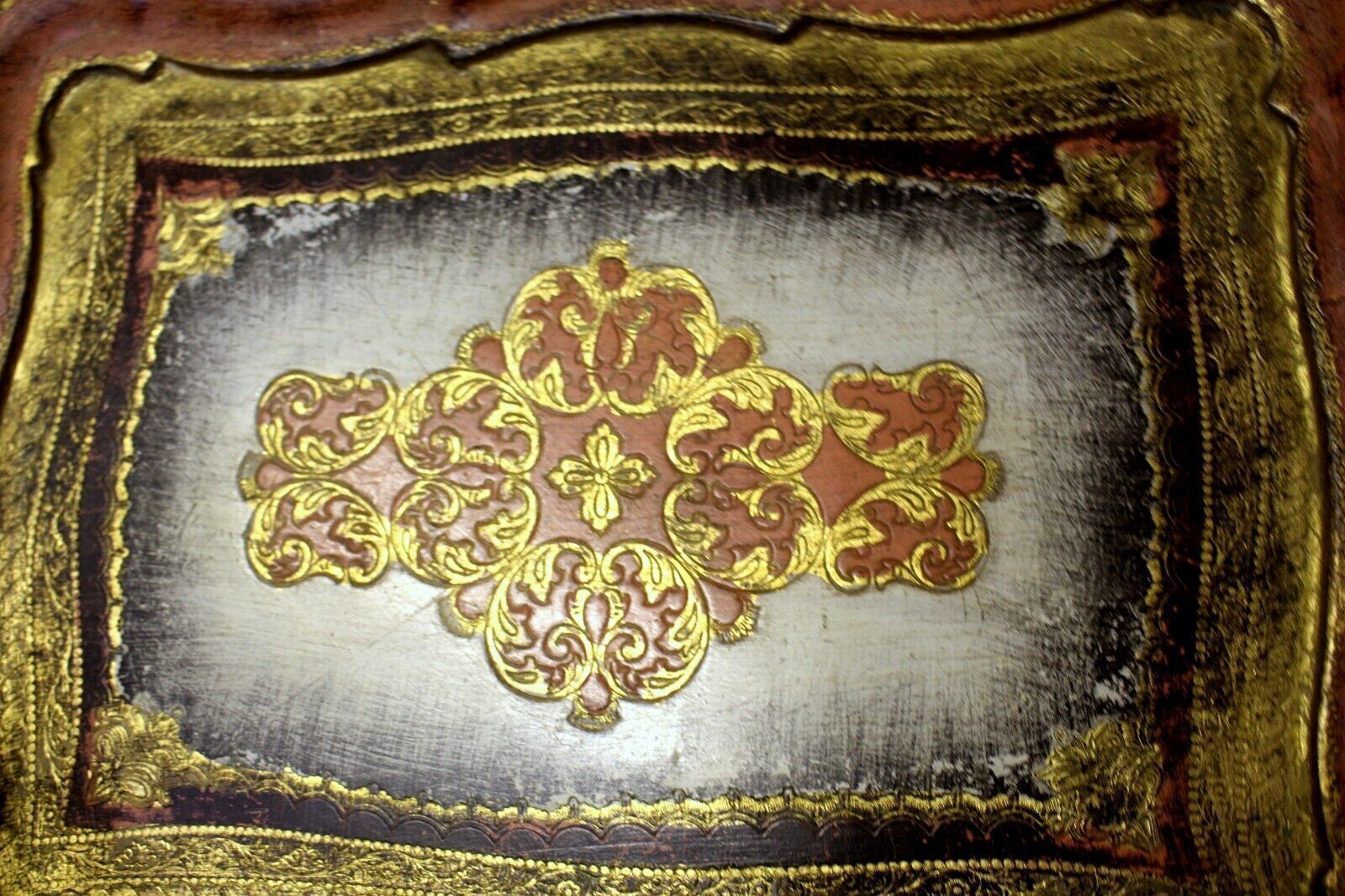 Vintage French Handcrafted Wooden Tray Hand Painted photo vintage