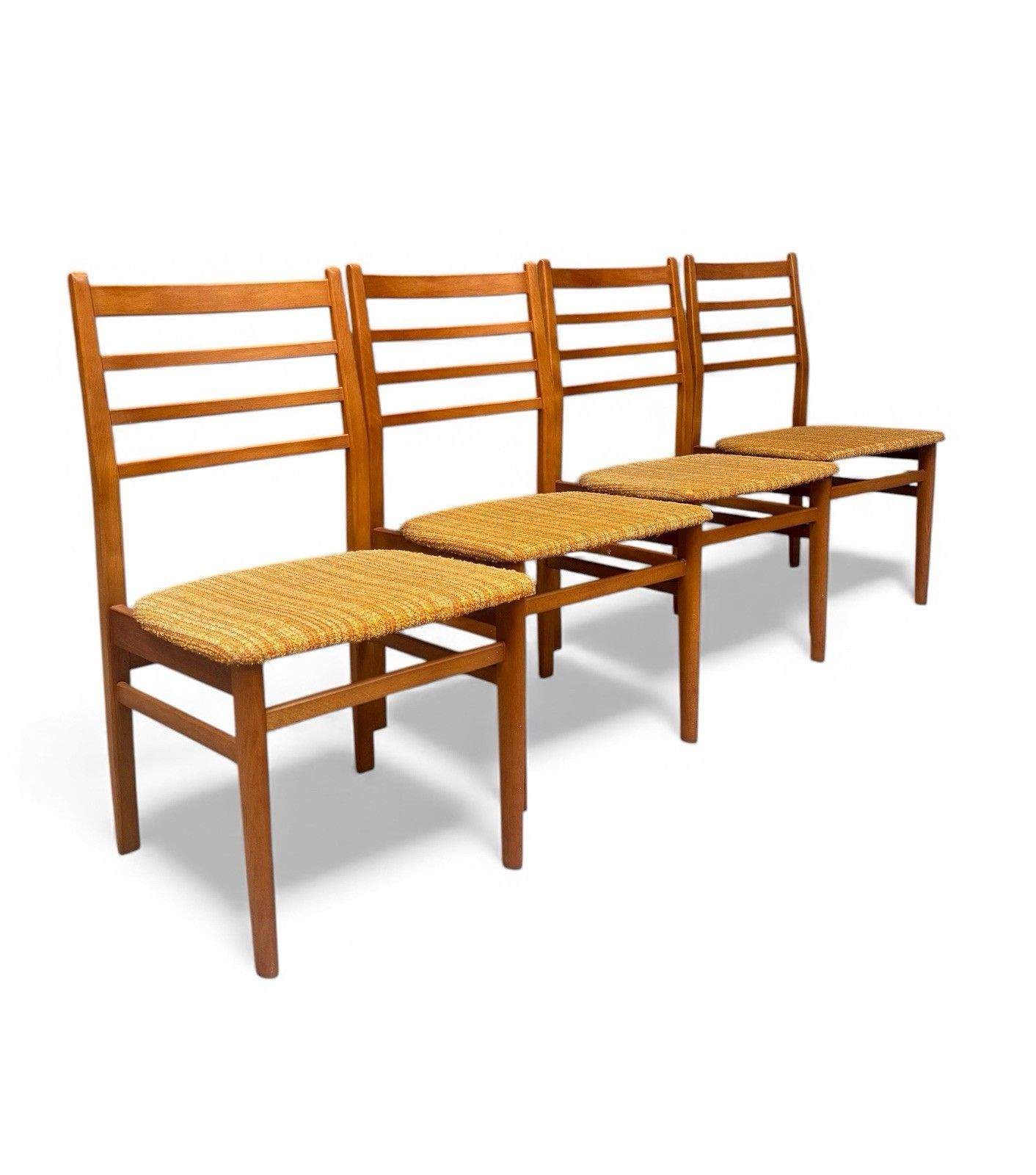 Set Of Four Beech Dining Chairs Mid Century Retro C1970s Ladder Backs