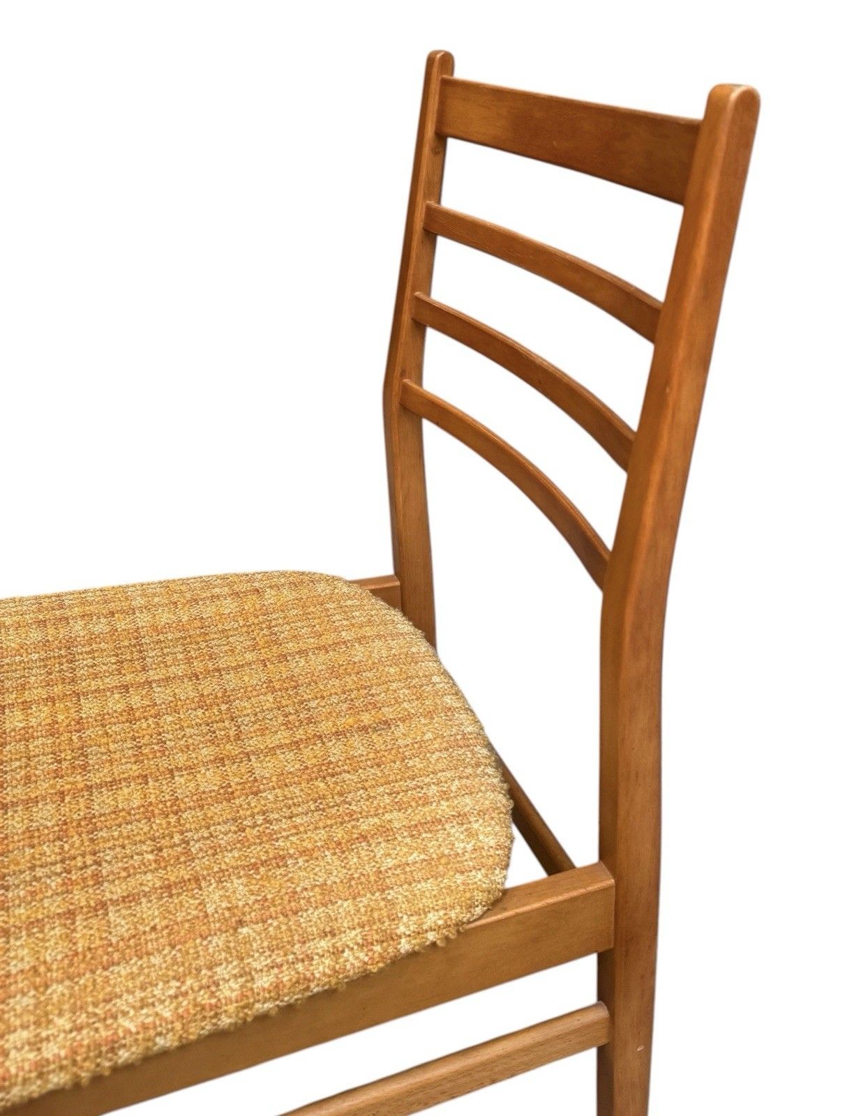 photo for sale Set Of Four Beech Dining Chairs Mid Century Retro C1970s Ladder Backs