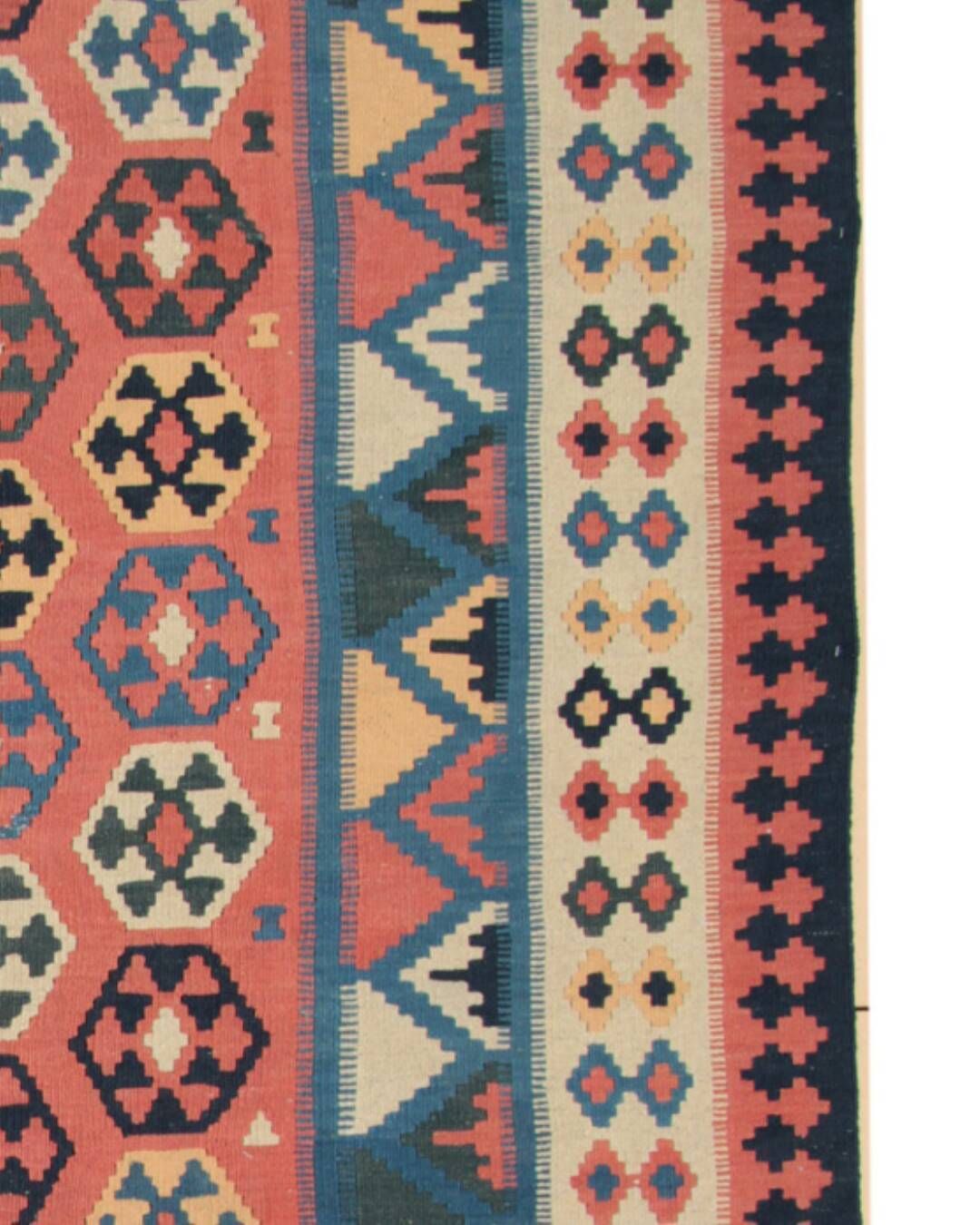 Tapis De Couloir Kilim Vintage à Tissage Plat Rouge, Bleu Et Terracotta, 323 X 218 Cm photo vintage