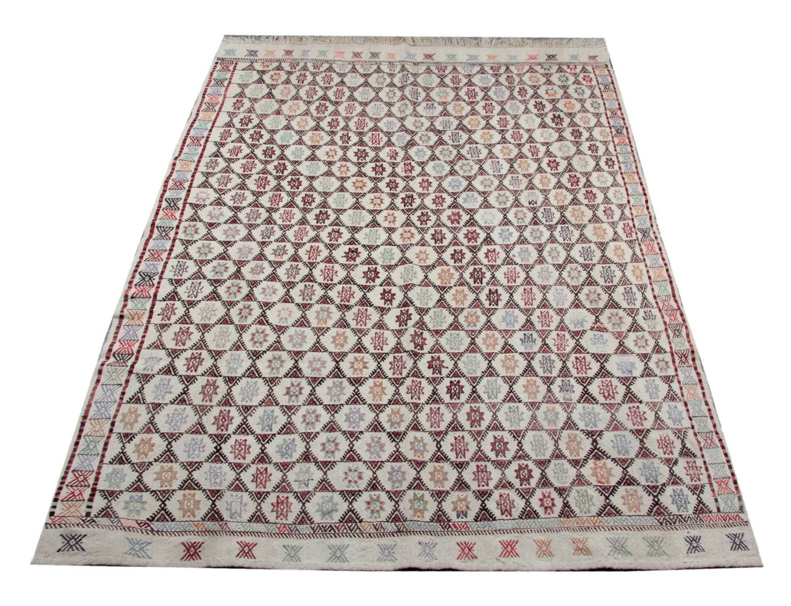 Antique Turkish Kilim Rug: Beige Wool, Zigzag Tribal Pattern, 141 X 235 Cm photo 2824.0