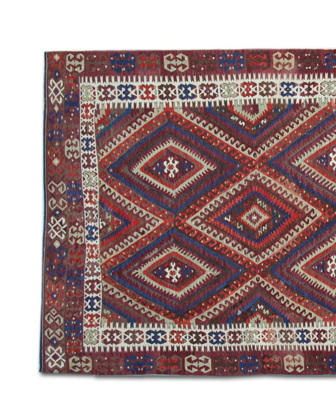 Anatolian Kilim Rug: Flat Weave In Turkish Wool From The 1900s, Geometric Tribal Pattern photo buy