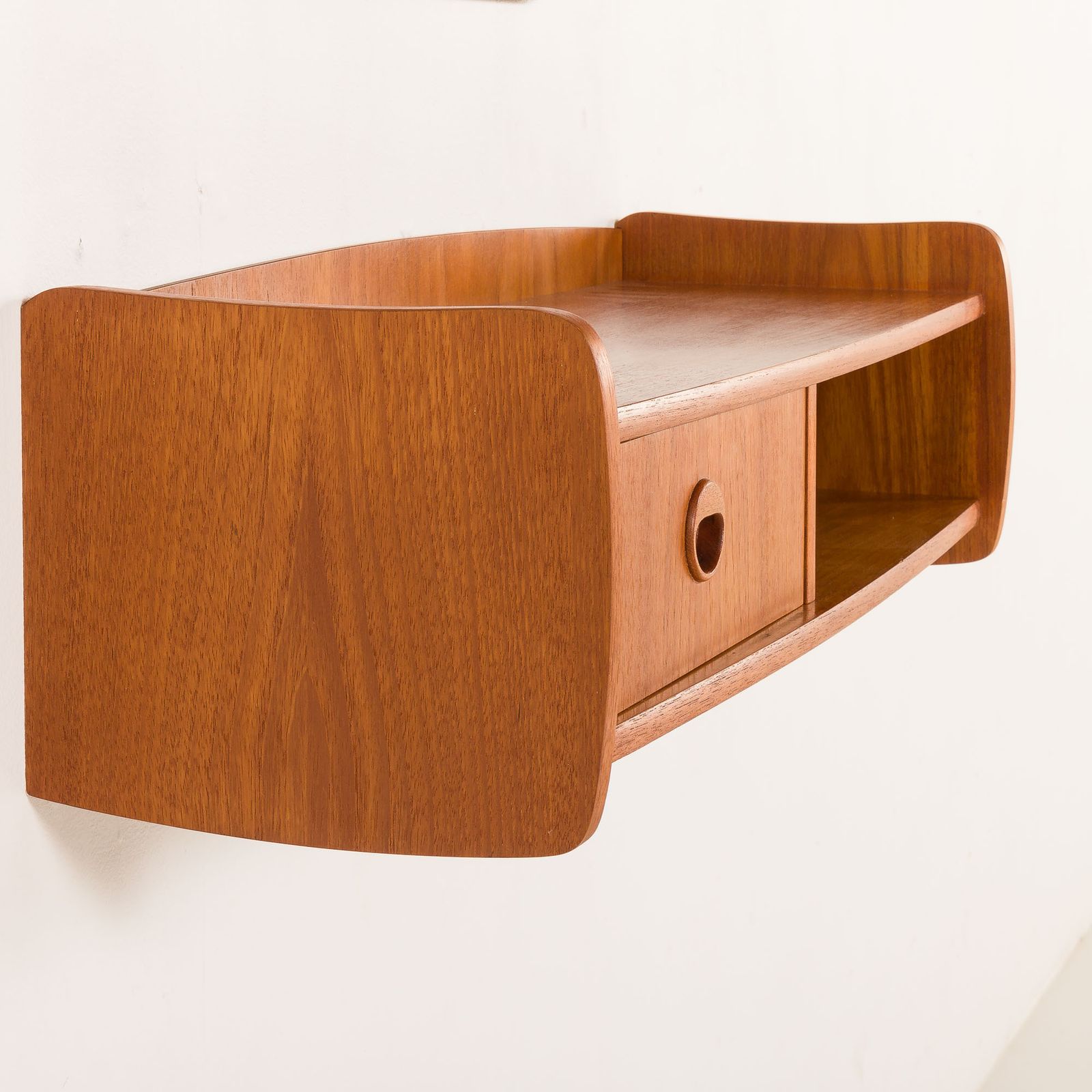 Scandinavian Mid Century Teak Mirror With A Console, 1960s photo vintage