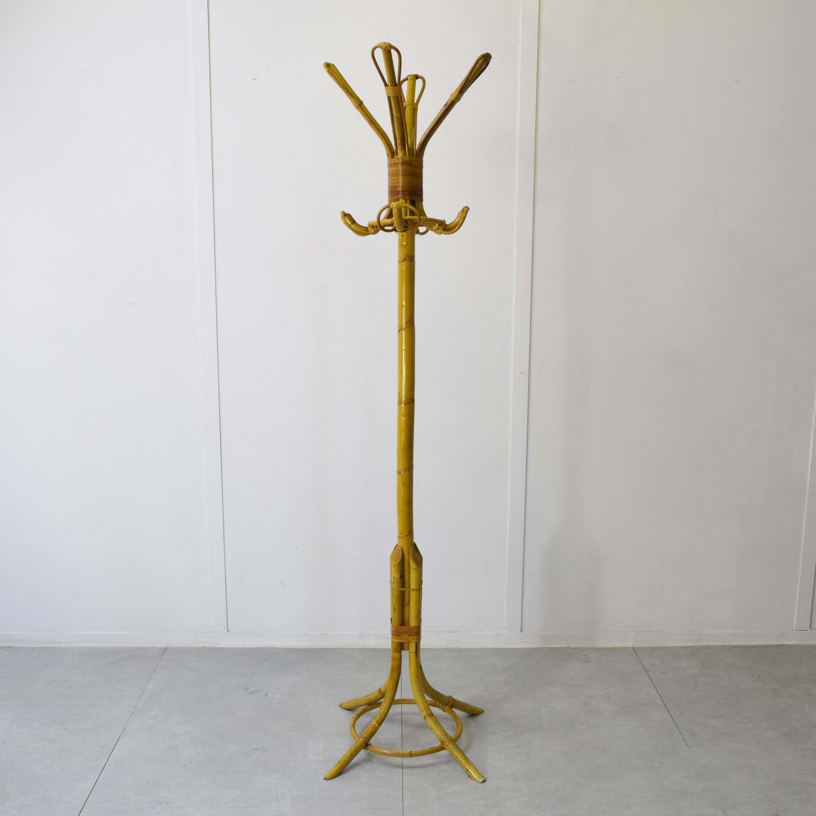 Bamboo Coat Rack, Italian Production From The 1960s. photo furniture