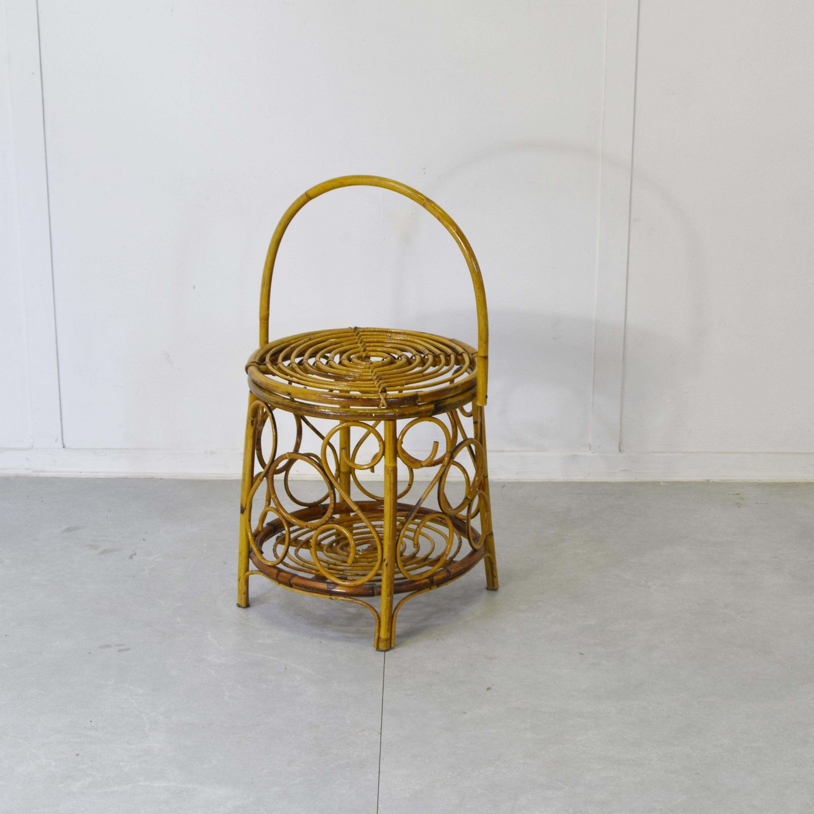 Vintage 60s Bamboo & Rattan Pouf photo buy