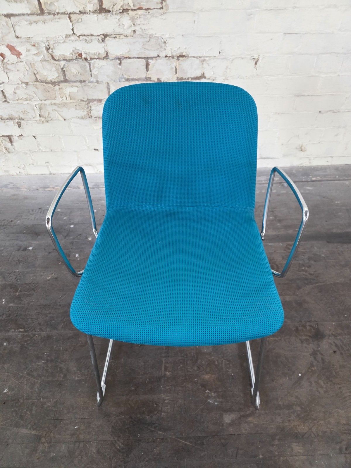 Verco Sola Chair With Blue Fabric Seat And Chrome Base photo 175.0