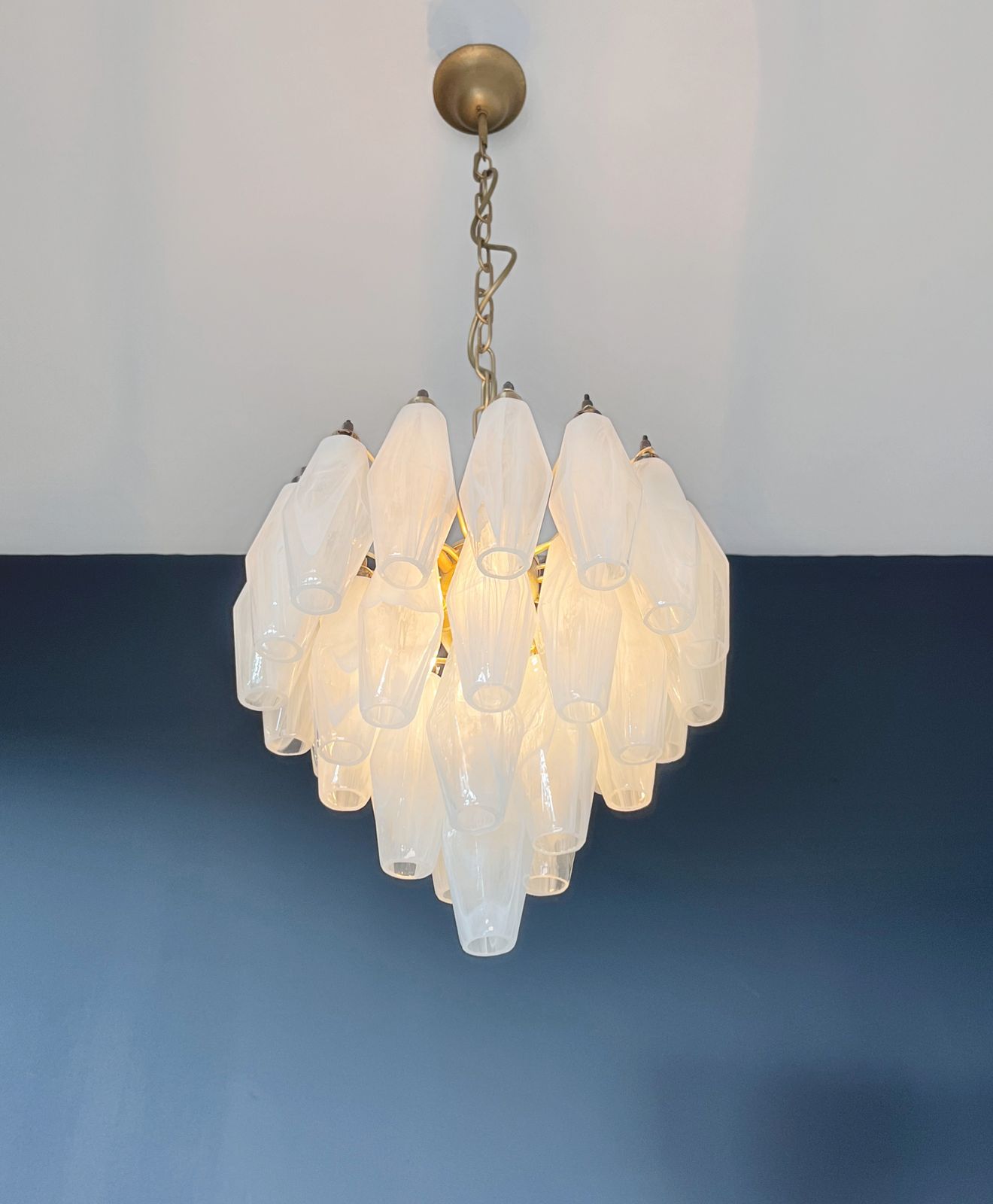 Elegant Murano Alabaster White Poliedri Chandelier   Carlo Scarpa Design photo buy