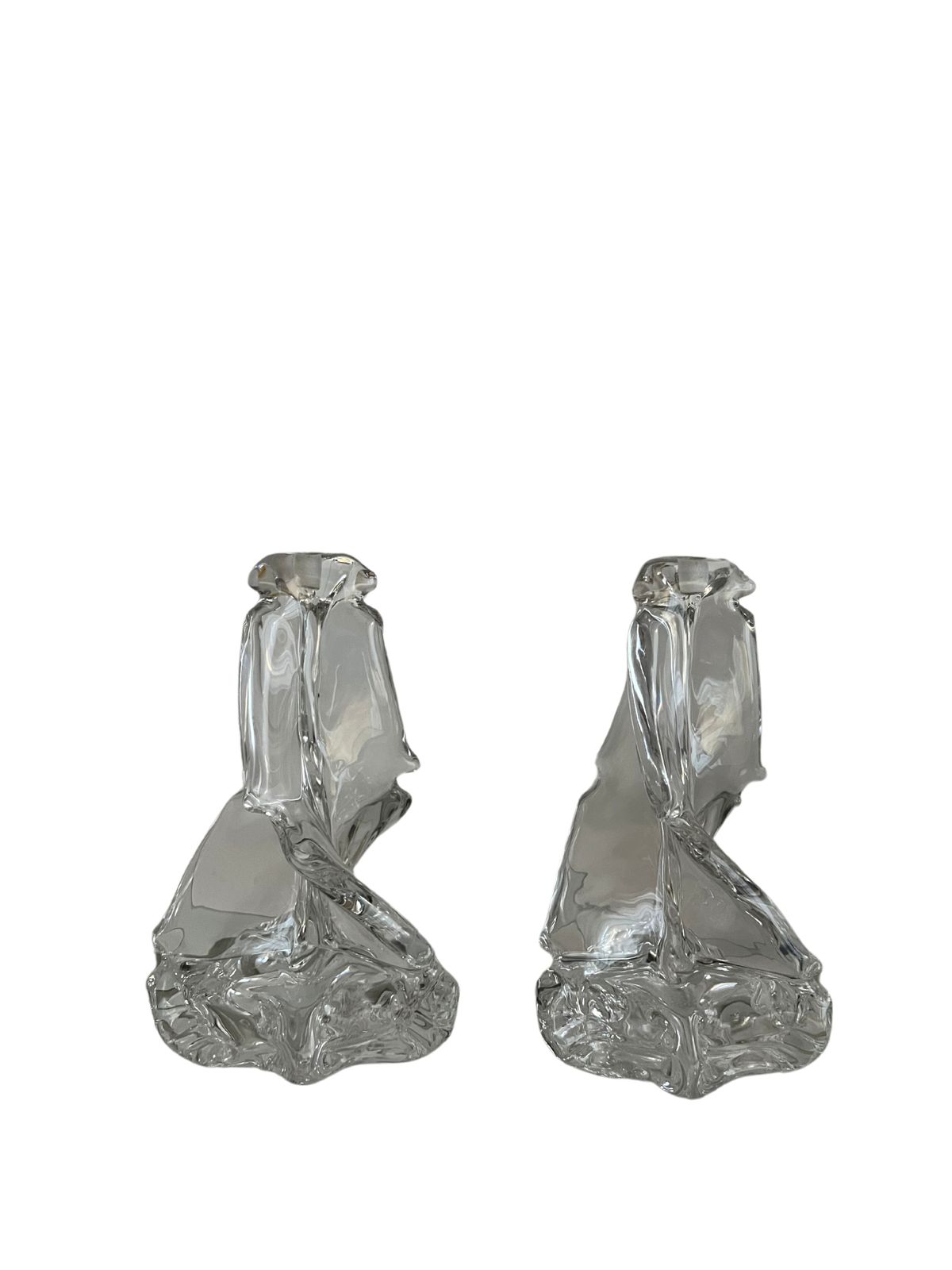 Charles Schneider, Mid Century Modernist Crystal Candle Holders, 1950s, Set Of 2 photo furniture