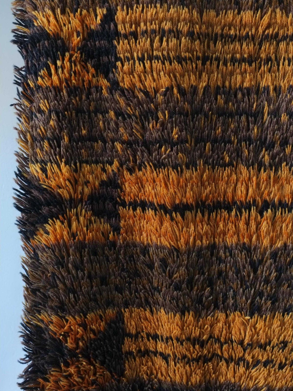 Large Scandinavian Brown Wool Rya Rug | Sweden | 1960s photo furniture