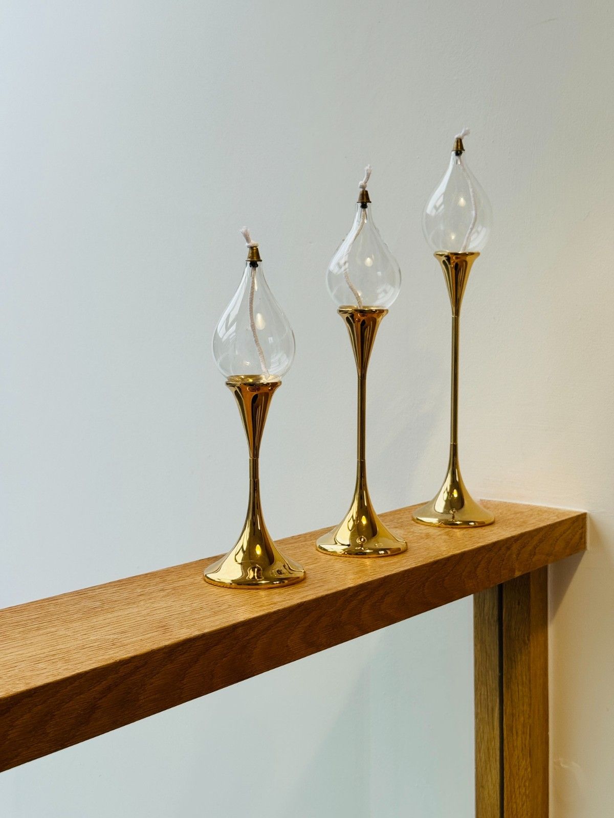 100.0 Rare 1970s Space Age Clear Drops Trio By Freddie Andersen In Gold, Boxed photo