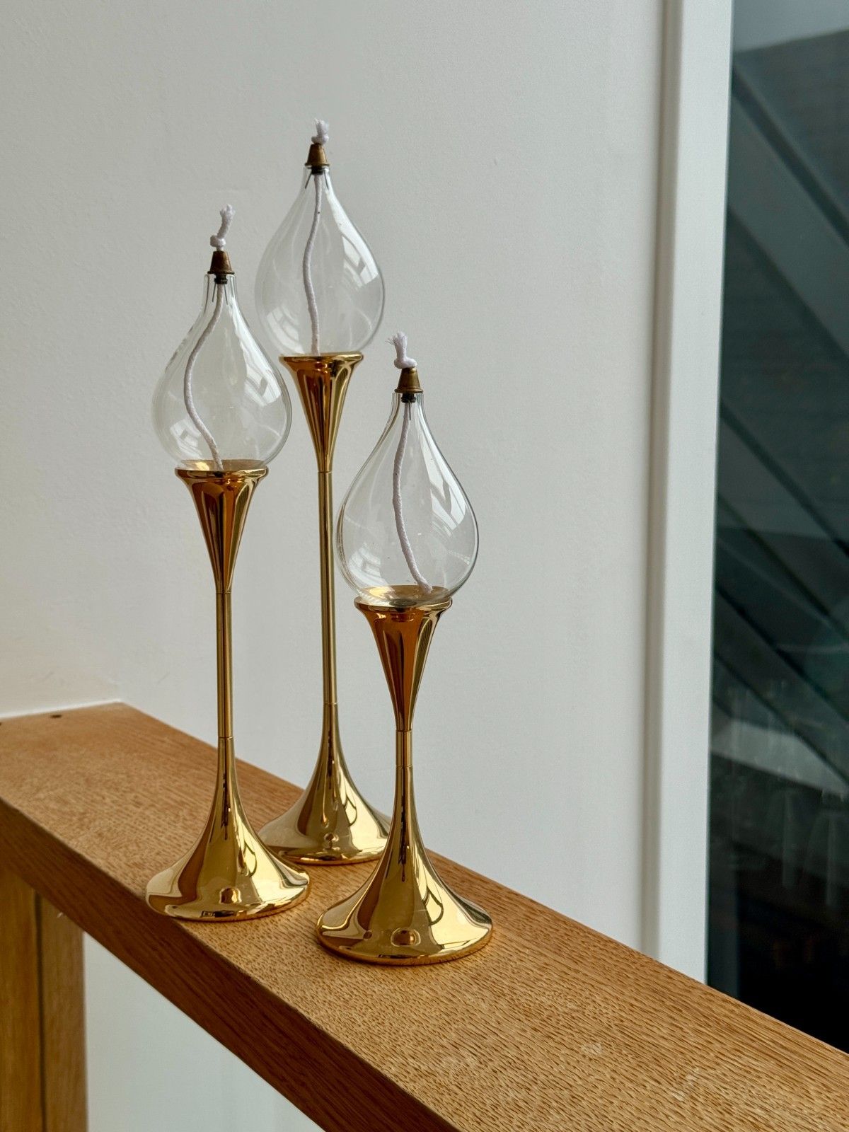photo vinterior Rare 1970s Space Age Clear Drops Trio By Freddie Andersen In Gold, Boxed