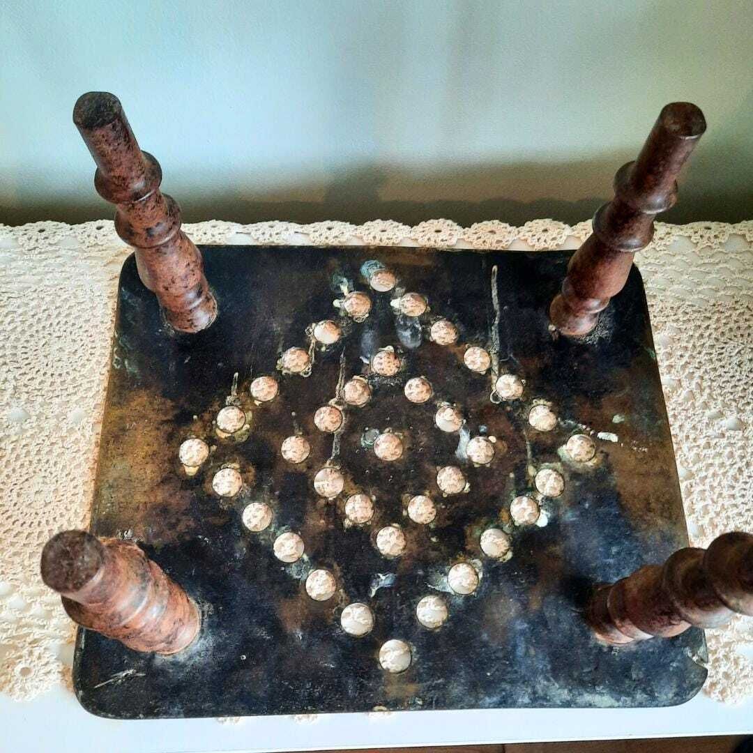 Large Chunky Antique English Brass And Cast Iron Fireplace Trivet   Victorian Foot Stool Plant Stand photo vinterior