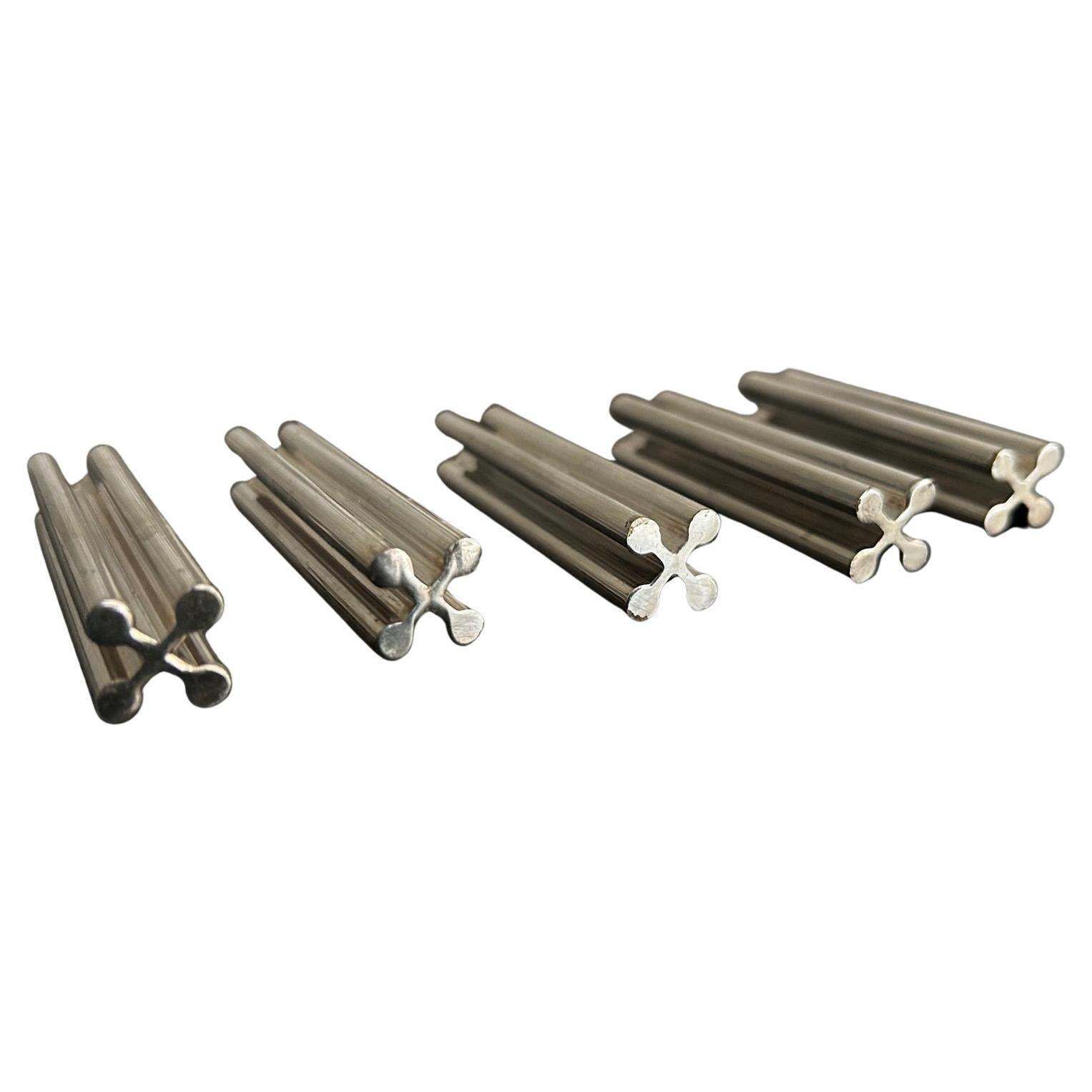Set Of Art Deco Silver Plated Metal Knife Rests
