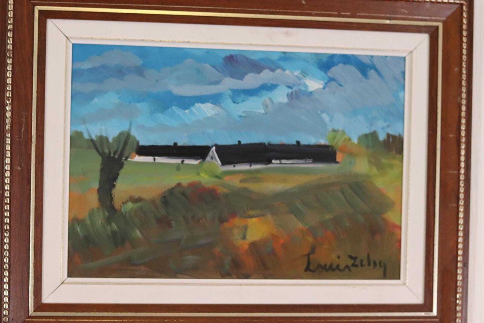 photo furniture Original Mid Century Swedish Oil On Panel – “Afton Skåne” By Louis Zelig – Signed & Framed – 53 × 43 Cm (20.9" × 16.9")