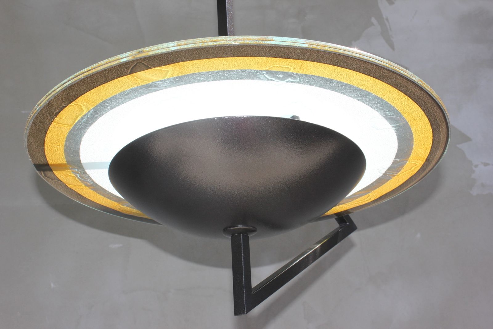 photo buy Modernist Pendant Light Metal Glass Shade 1980s Italian Ceiling Lamp Artistic Lighting