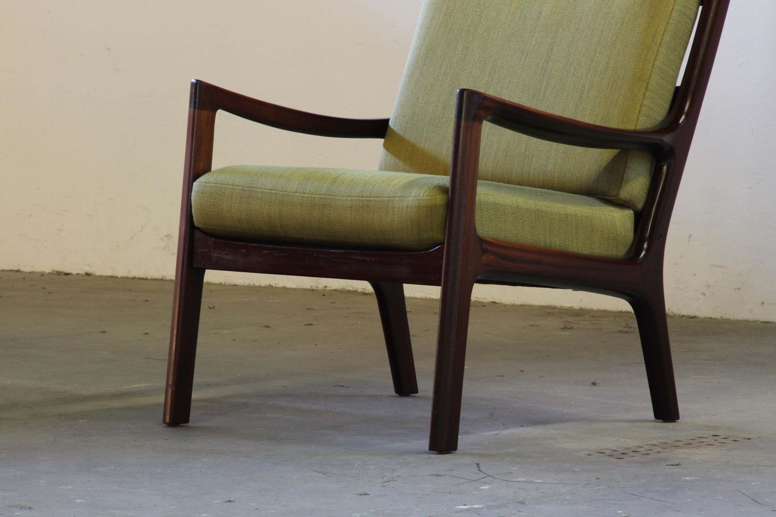 Vintage Mahogany Senator High Back Lounge Chair By Ole Wanscher For Cado, 1960s photo for sale