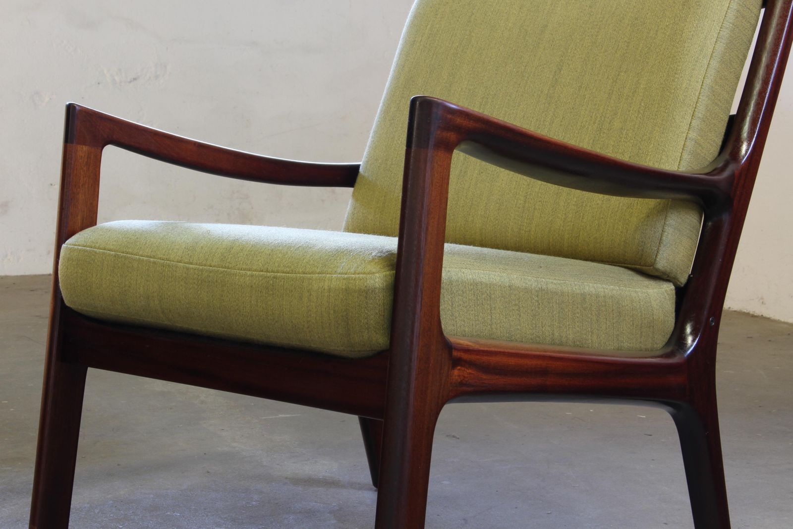 Vintage Mahogany Senator High Back Lounge Chair By Ole Wanscher For Cado, 1960s photo vintage