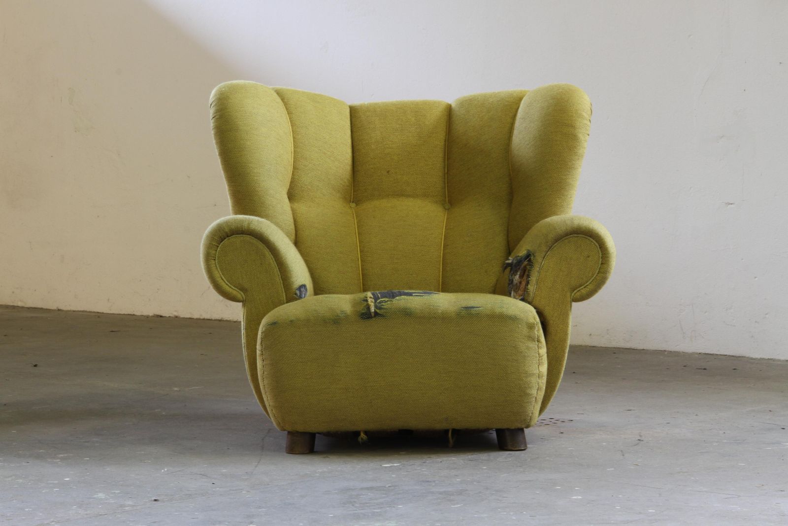 Vintage Iconic Large Upholstered Lounge / Easy Chair From Denmark 1930’s photo for sale