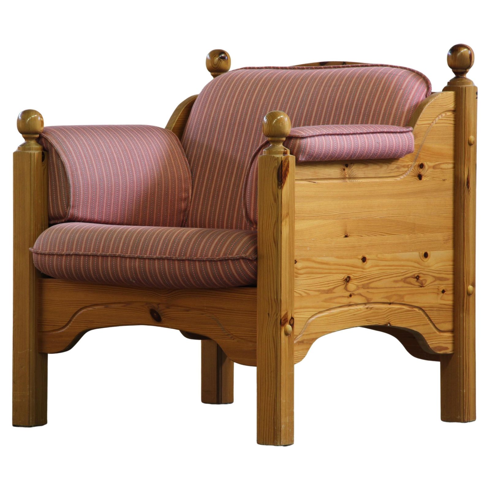 Vintage Mid Century Danish Pine Lounge Chair, 1970s