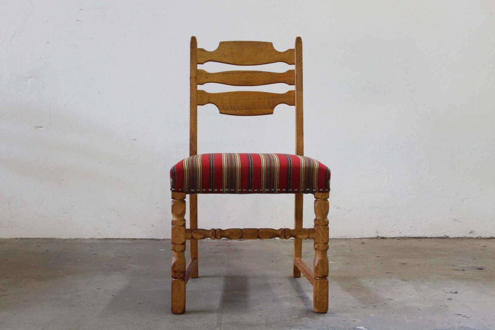 photo for sale Vintage 1960s Danish Farmhouse Oak Dining Chairs Style Of Henning Kjærnulf