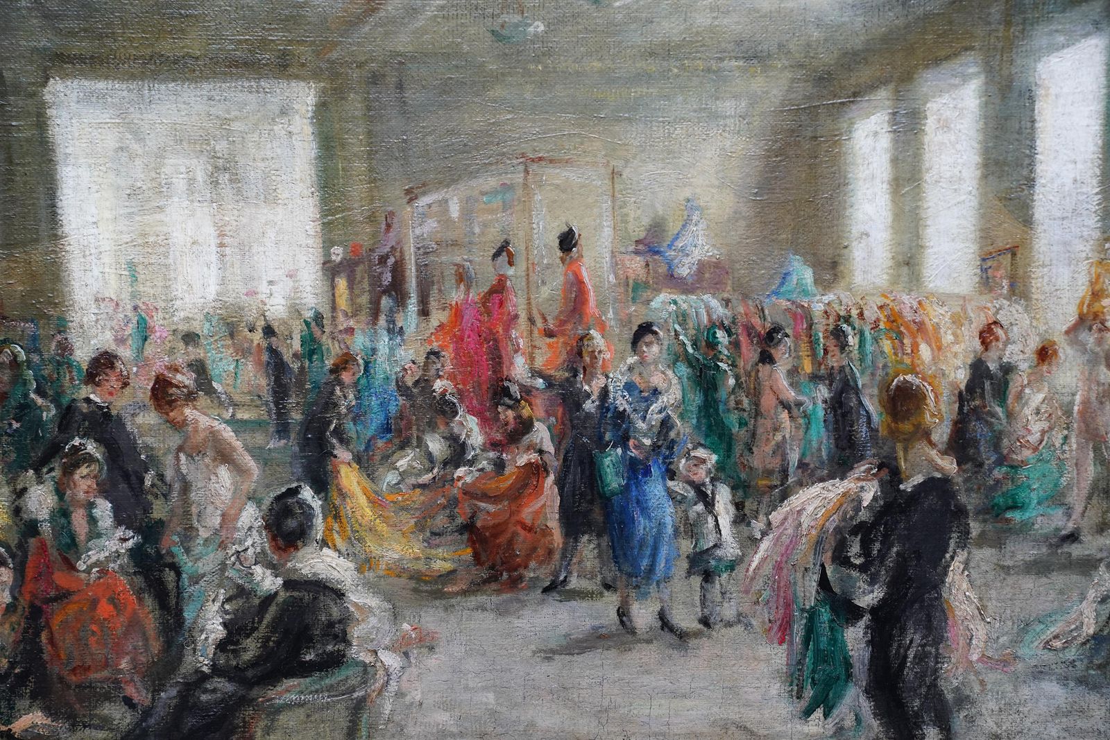 photo for sale Leonard Fullerharrod's Dress Department Interior   British Impressionist Art Oil Paintingcirca 1940