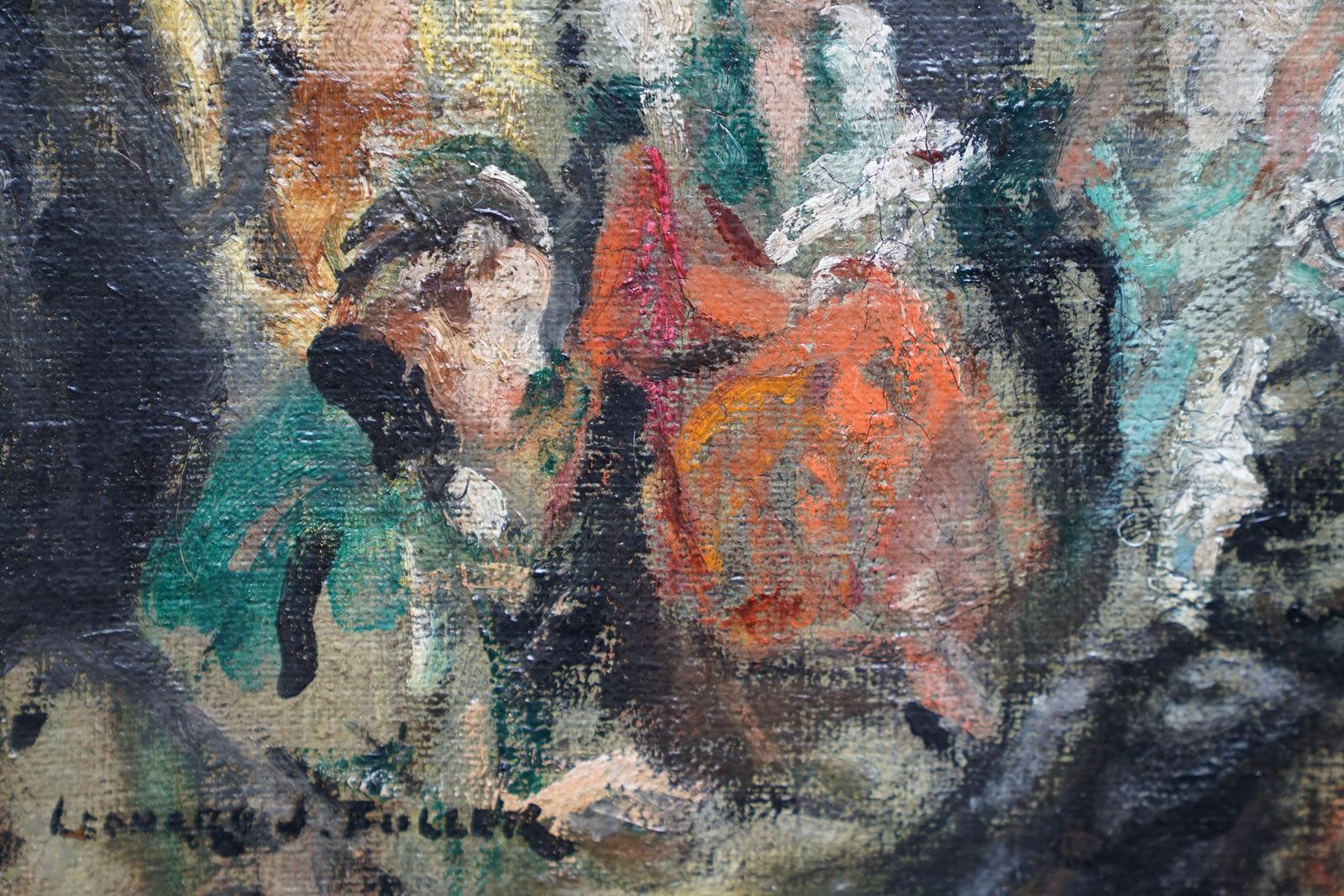 Art Leonard Fullerharrod's Dress Department Interior   British Impressionist Art Oil Paintingcirca 1940 photo