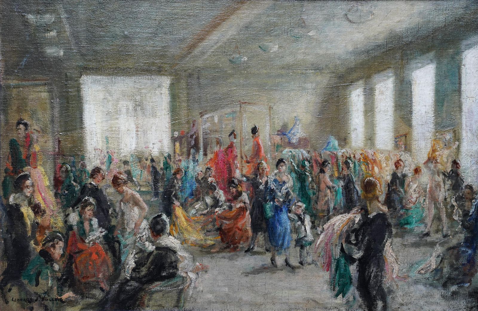 photo vinterior Leonard Fullerharrod's Dress Department Interior   British Impressionist Art Oil Paintingcirca 1940