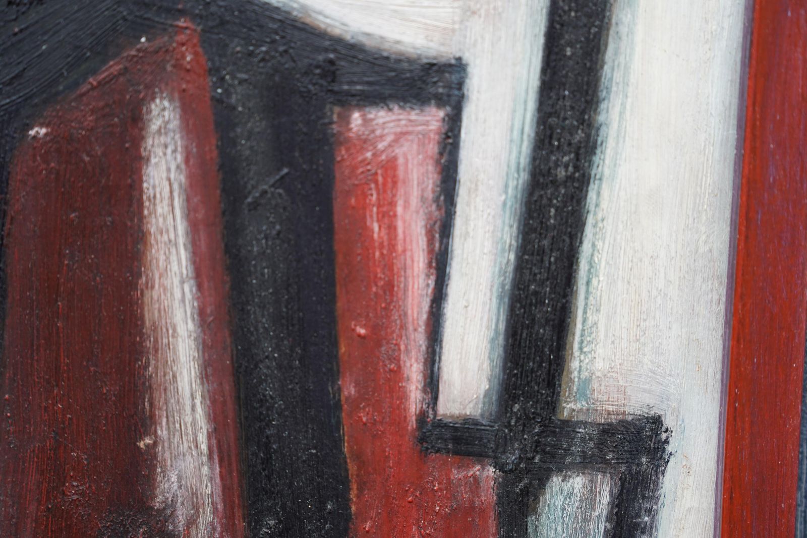 Leo Davyseated Figure III 1952   British Abstract Art Oil Painting Red White Black1952 photo vinterior