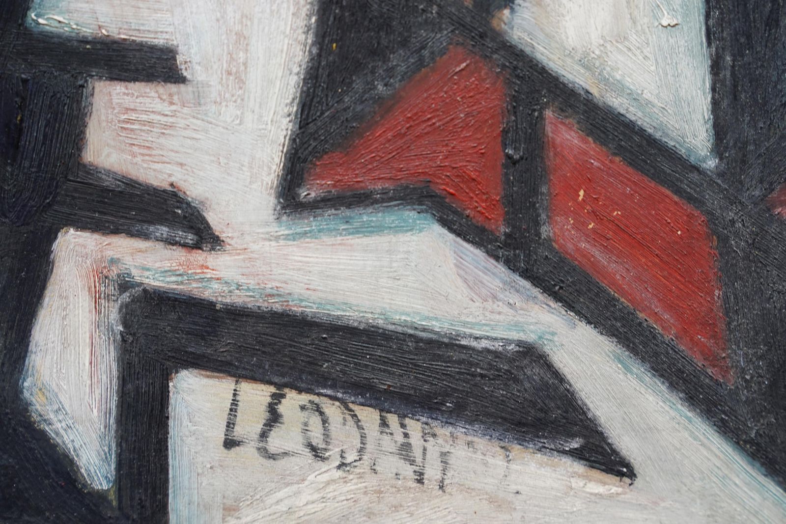 Leo Davyseated Figure III 1952   British Abstract Art Oil Painting Red White Black1952 photo buy