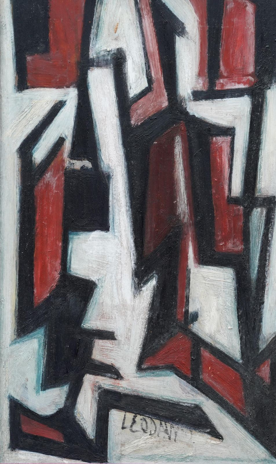 photo for sale Leo Davyseated Figure III 1952   British Abstract Art Oil Painting Red White Black1952