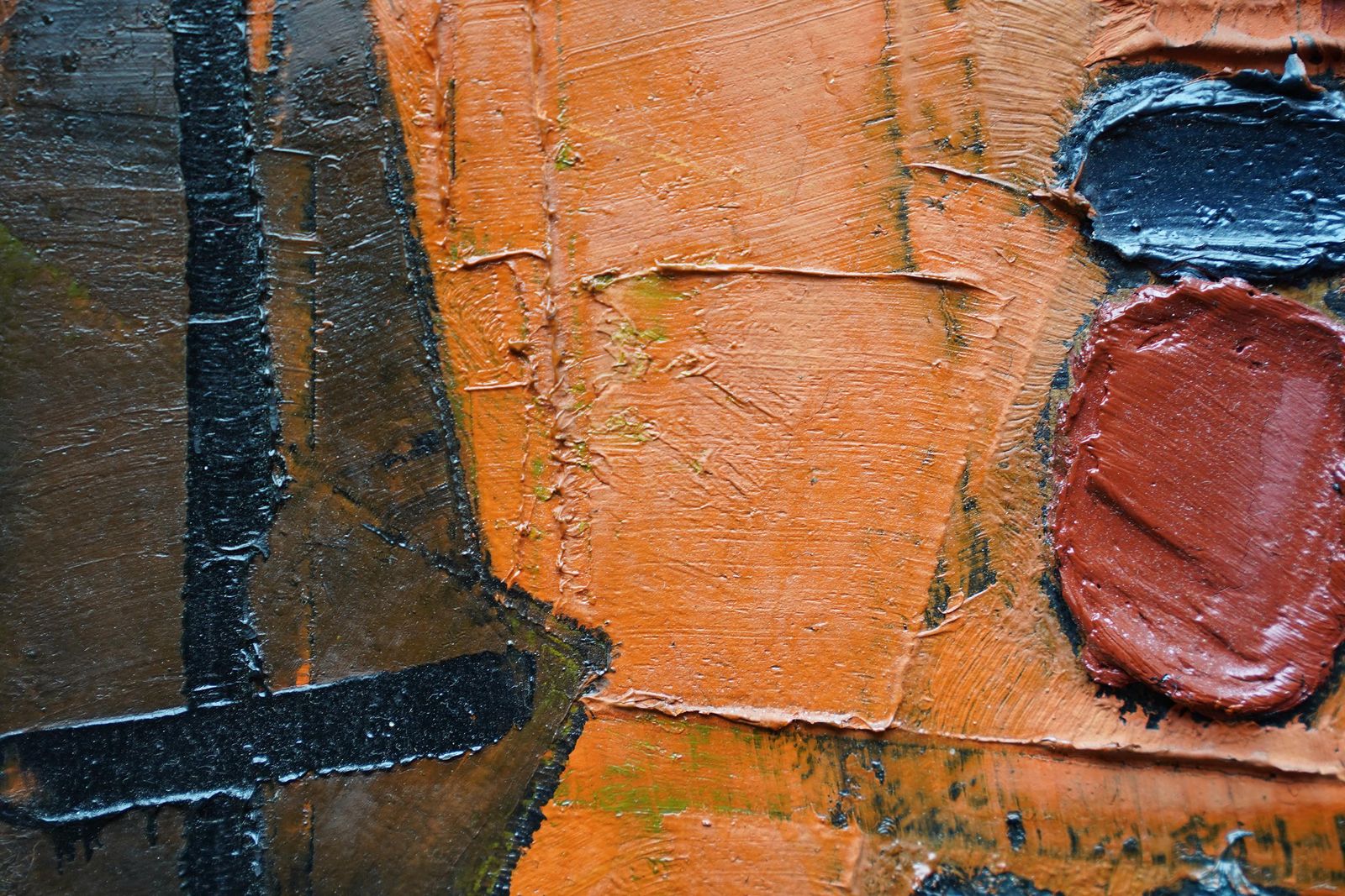 William Gearenigma No. 1   Scottish 1950's Abstract Art Oil Painting Orange Black1954 photo buy