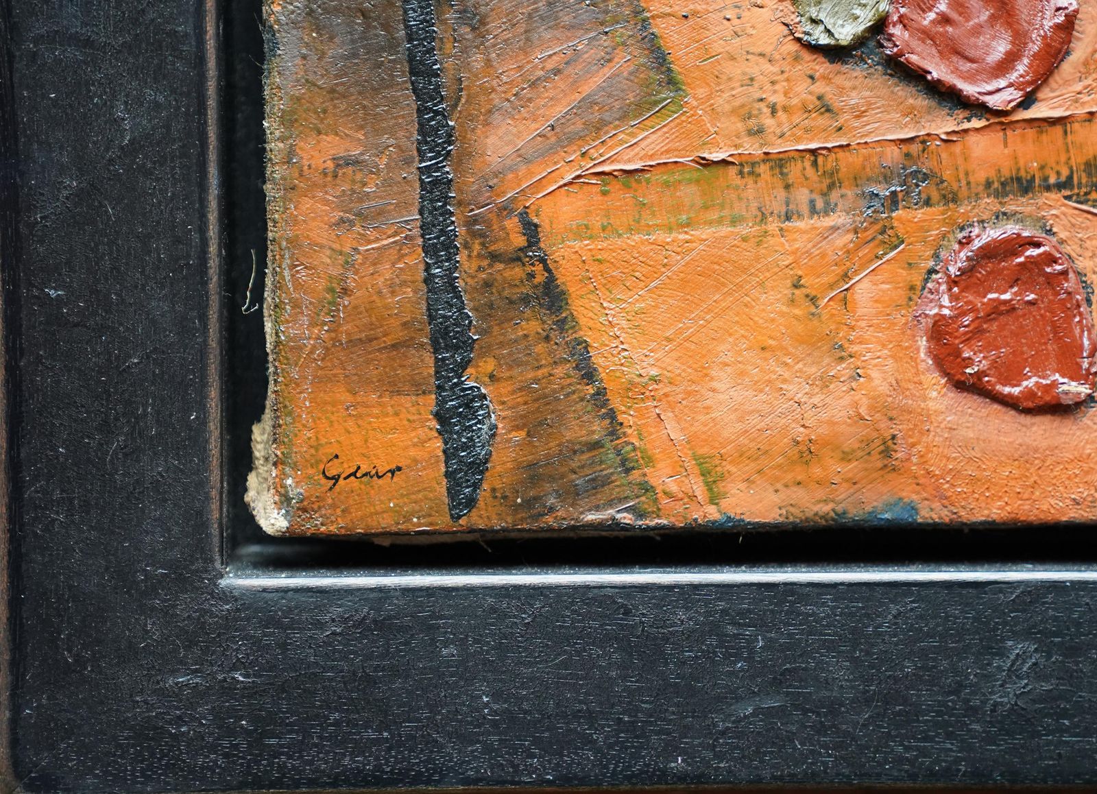 photo for sale William Gearenigma No. 1   Scottish 1950's Abstract Art Oil Painting Orange Black1954