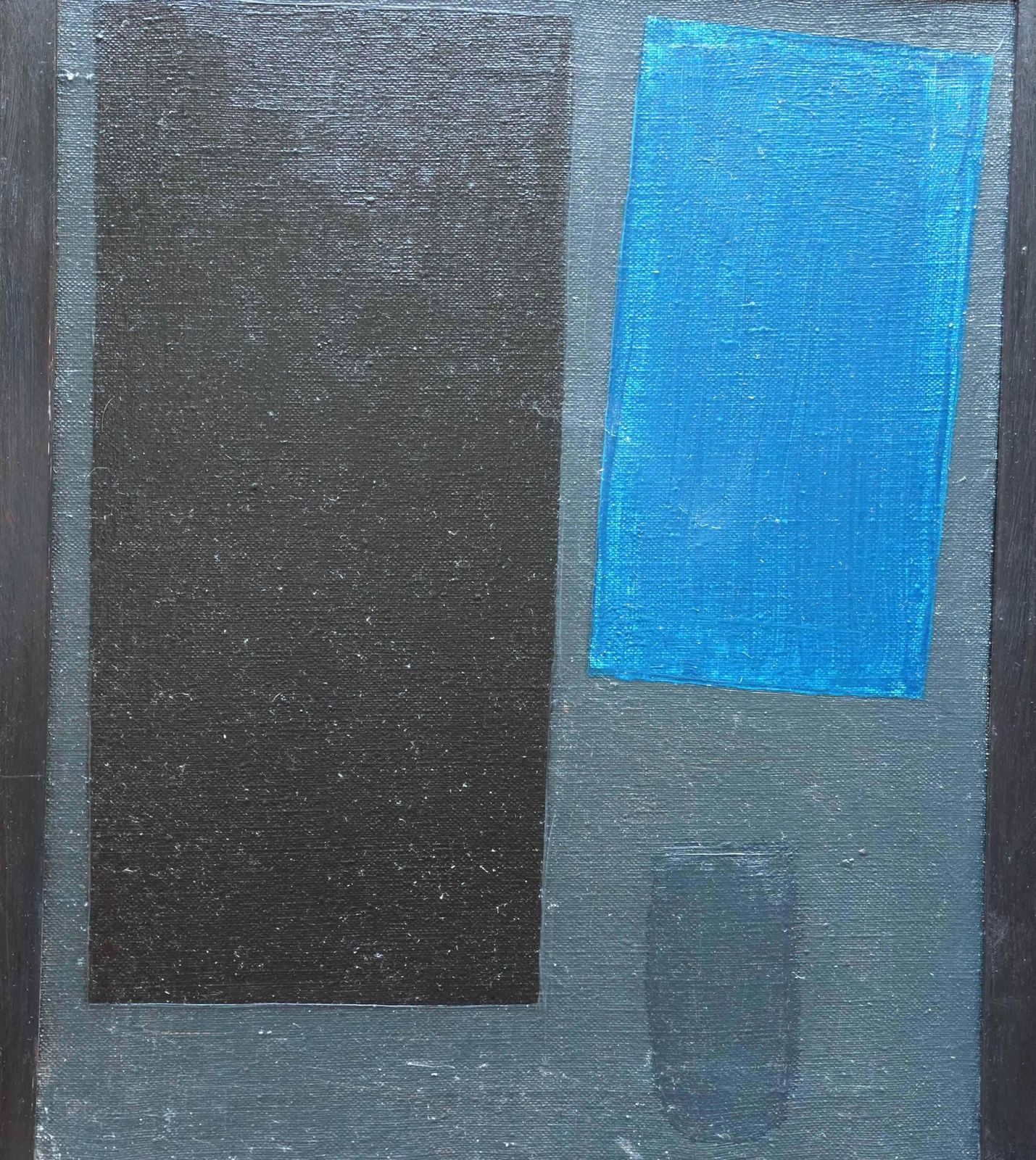 Peter L Fieldabstract With Blue Oblong Right   British Fifties Abstract Art Oil Paintingcirca 1955 photo furniture