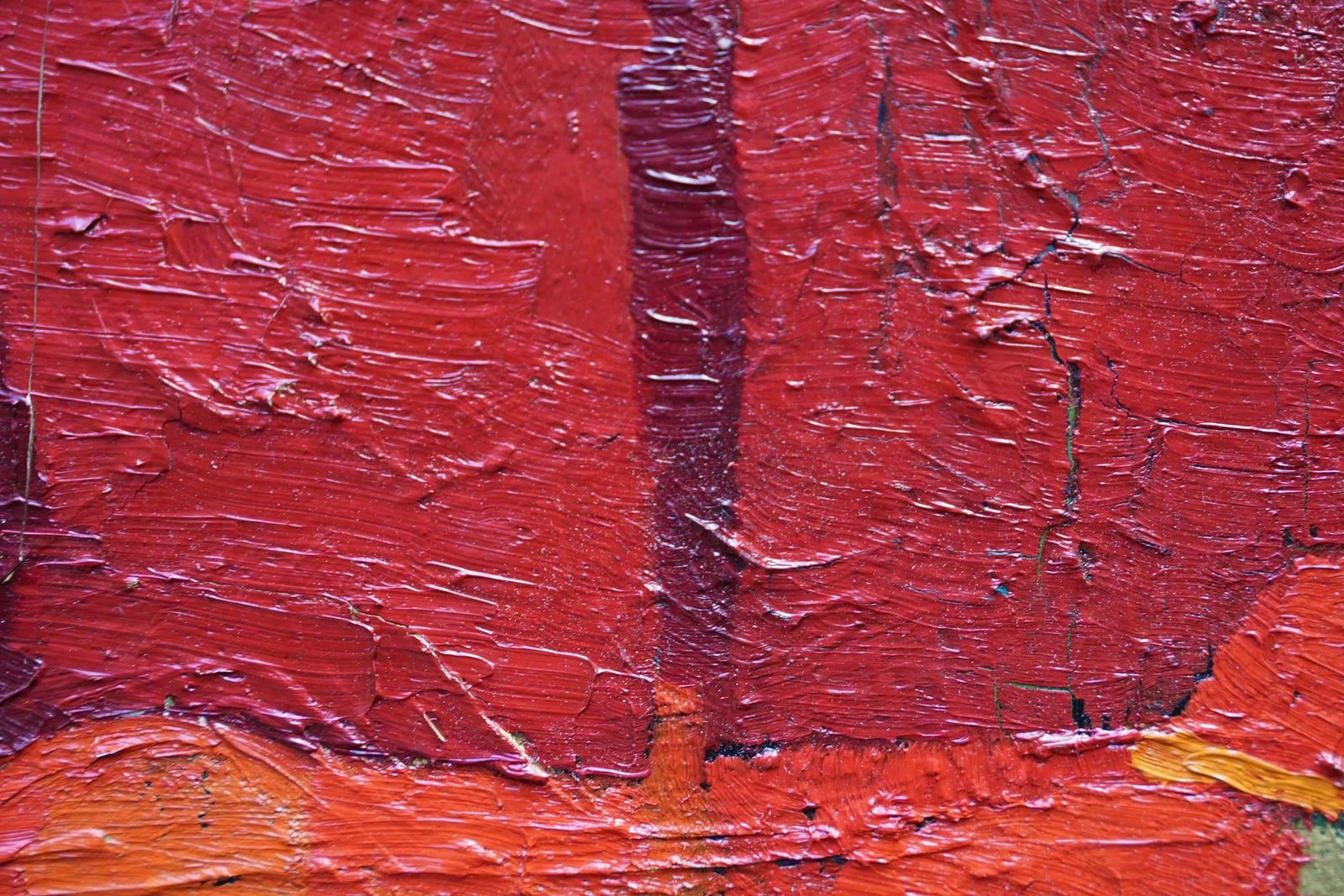Peter L Fieldred On Orange And Green Abstract Landscape   British Fifties Art Oil Paintingcirca 1955 photo vinterior