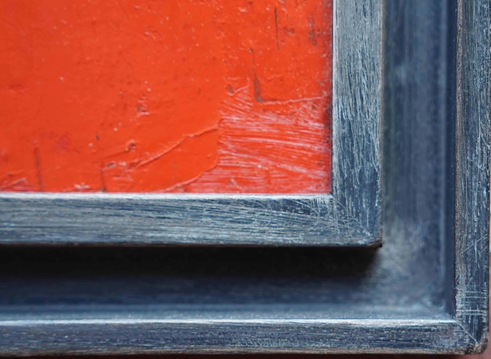 Peter L Fieldblue Brown Shapes On Red Abstract   British Fifties Abstract Art Oil Paintingcirca 1955 photo buy
