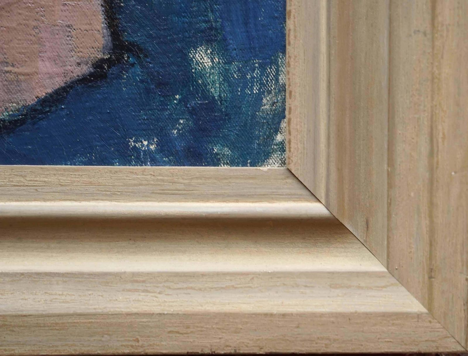 Peter L Fieldportrait Of Girl In Blue Dress   British Post Impressionist 50s Art Oil Paintingcirca 1955 photo vintage
