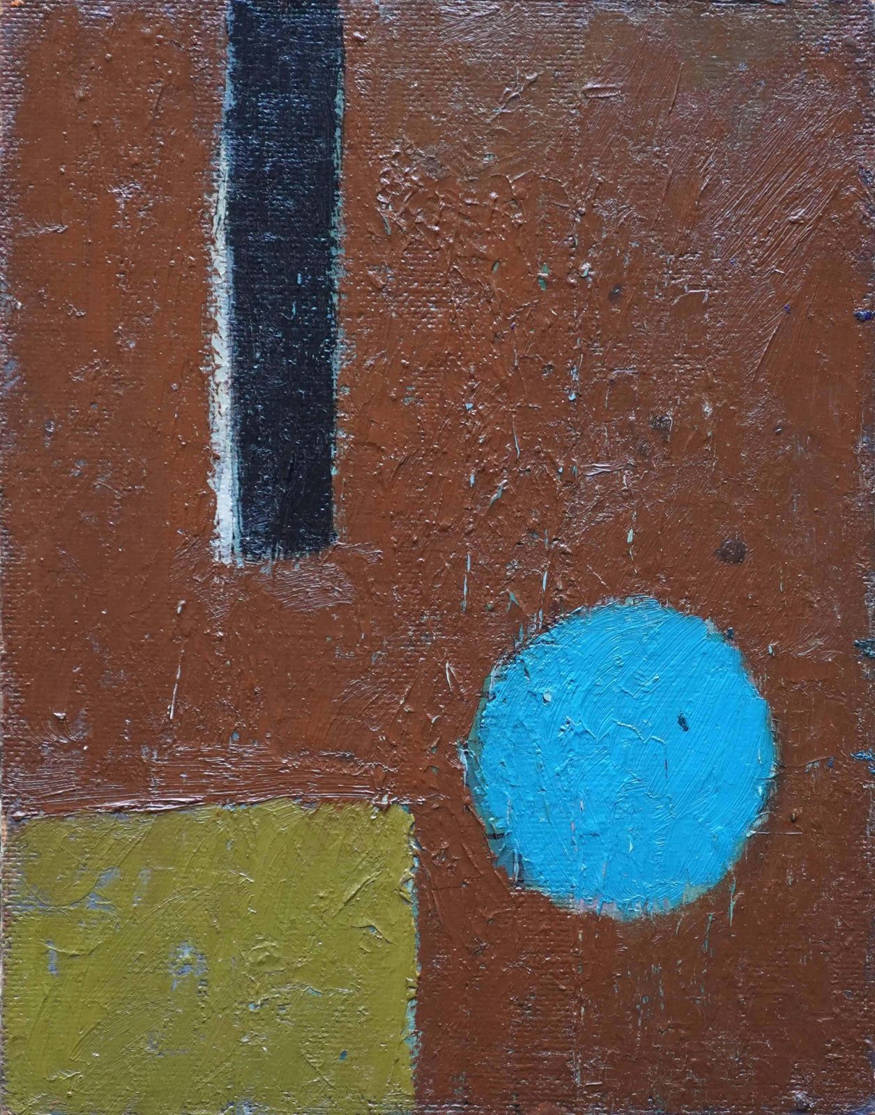 Peter L Fieldblue Circle On Brown Abstract   British Fifties Abstract Art Oil Paintingcirca 1955 photo furniture