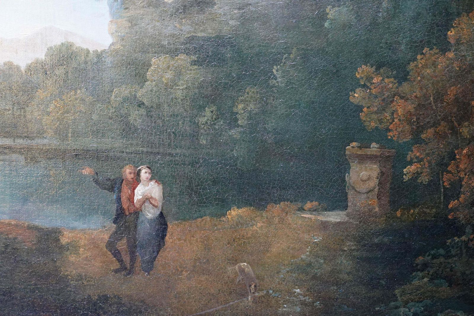 photo vinterior Lovers In Landscape   British 18th Century Old Master Pastoral Art Oil Paintingcirca 1750