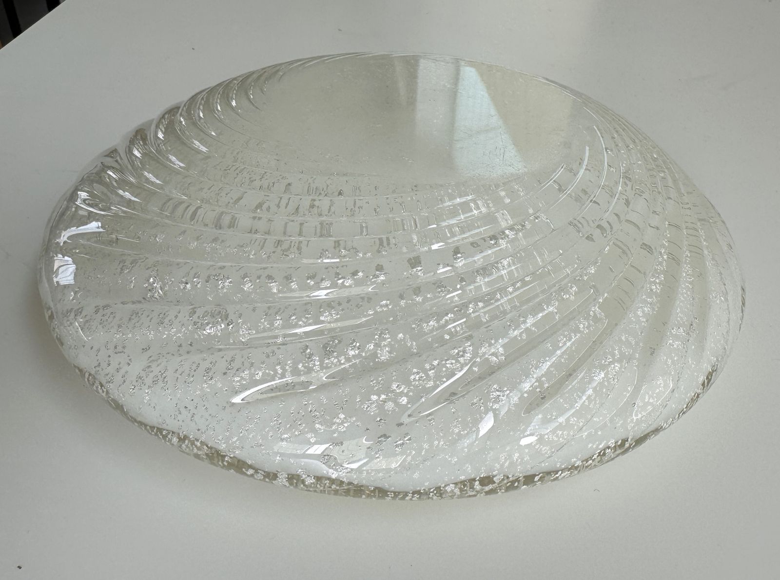 Italian Murano Glass Center Piece Or Vide Poche In Twisted Glass With Silver, 1970s photo buy