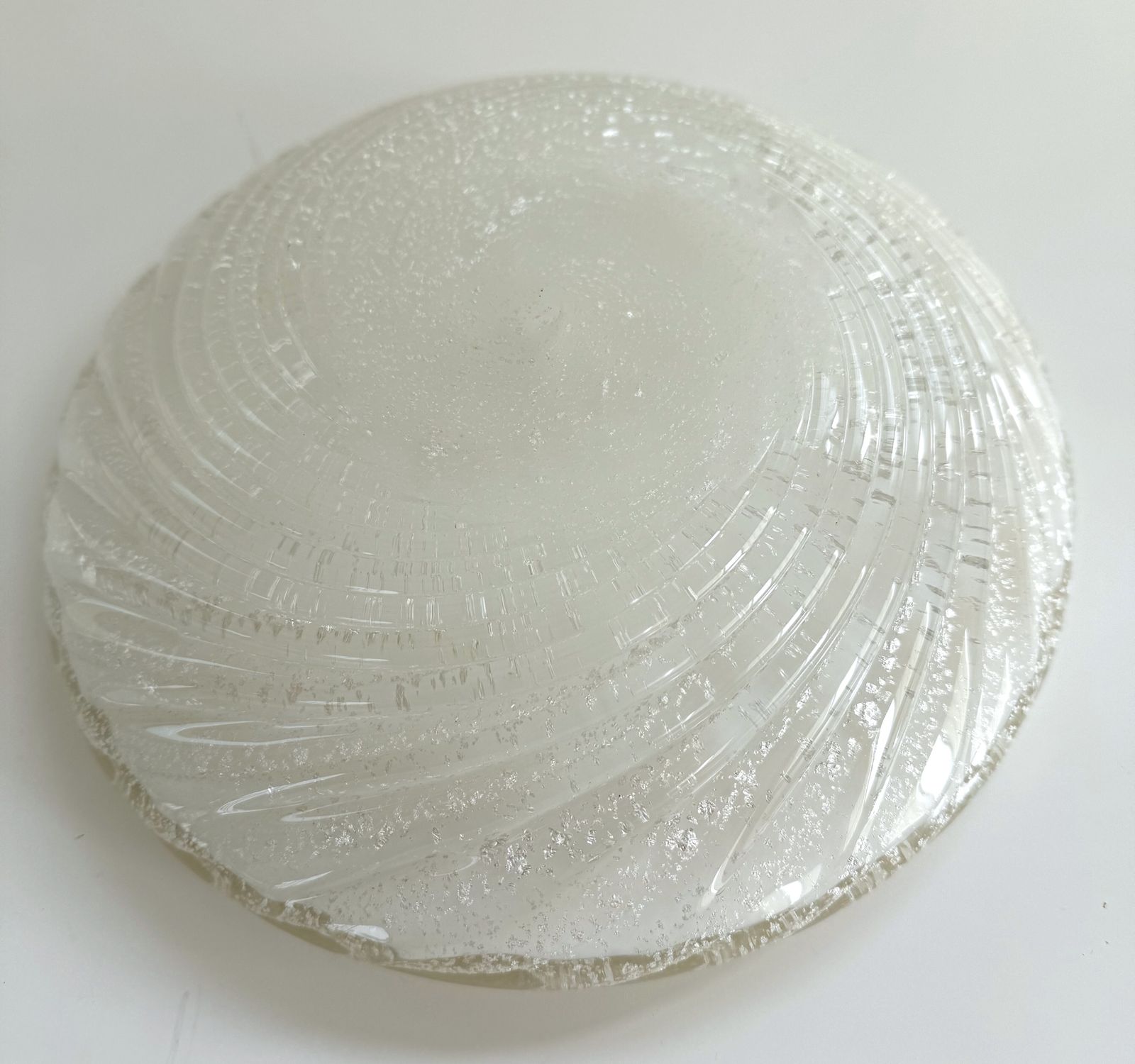 Home Decor Italian Murano Glass Center Piece Or Vide Poche In Twisted Glass With Silver, 1970s photo