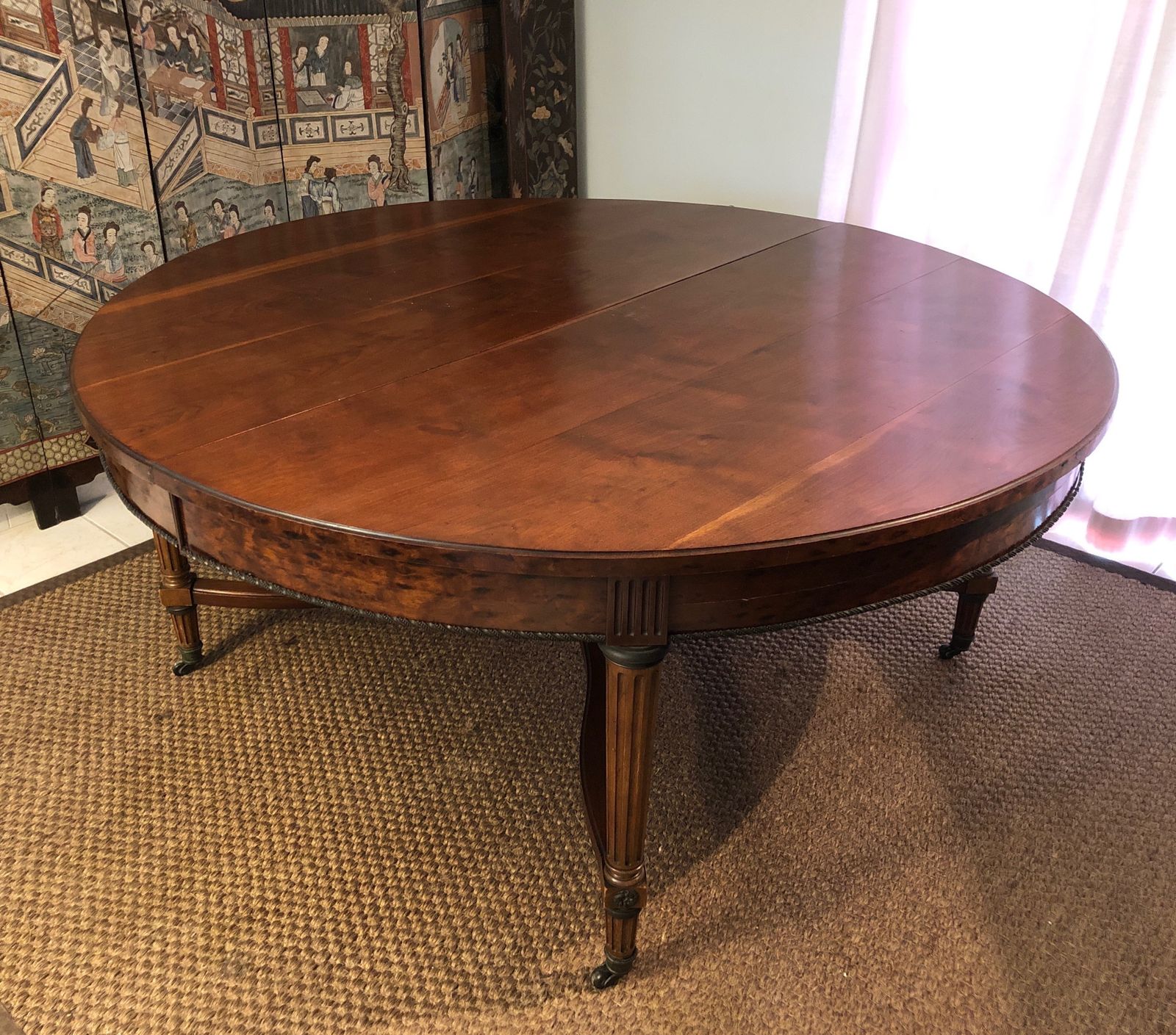 4500.0 Large Pedestal Table With Central Leg In Mahogany, Brass And Bronze And Which Can Form A Large Dining Room Table photo