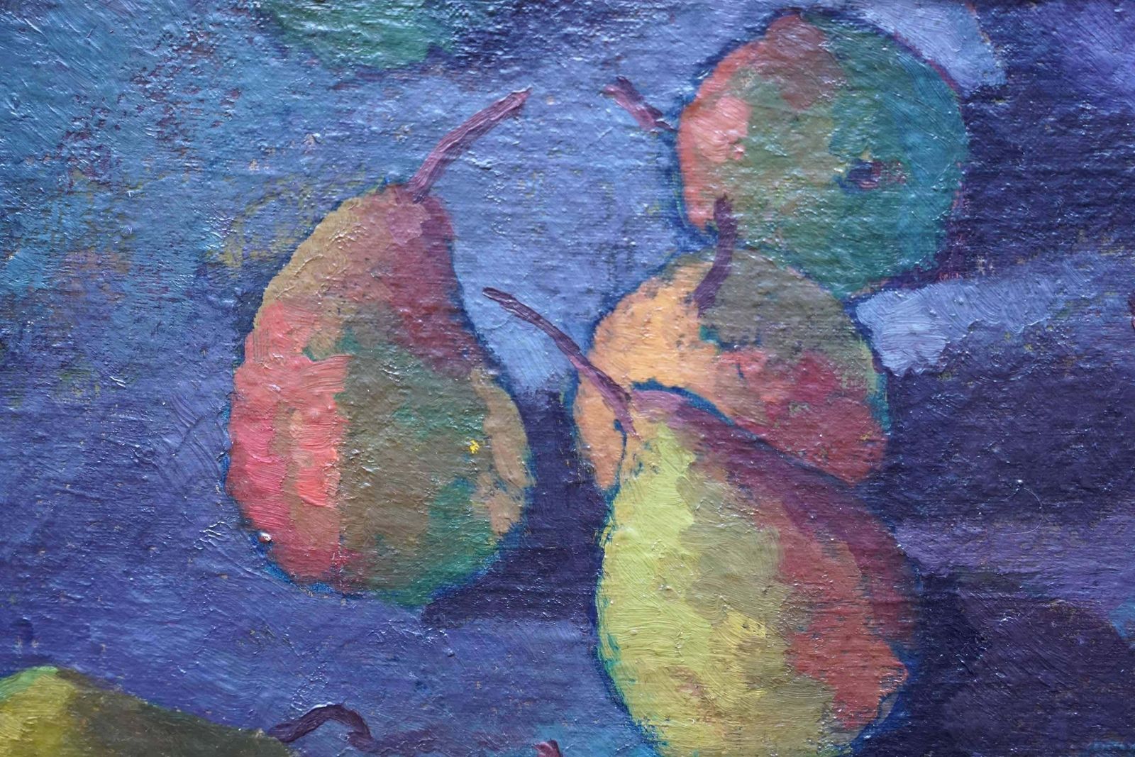 Peter L Field Still Life Of Pears   British Fifties Post Impressionist Art Fruit Oil Painting Circa 1955 photo for sale
