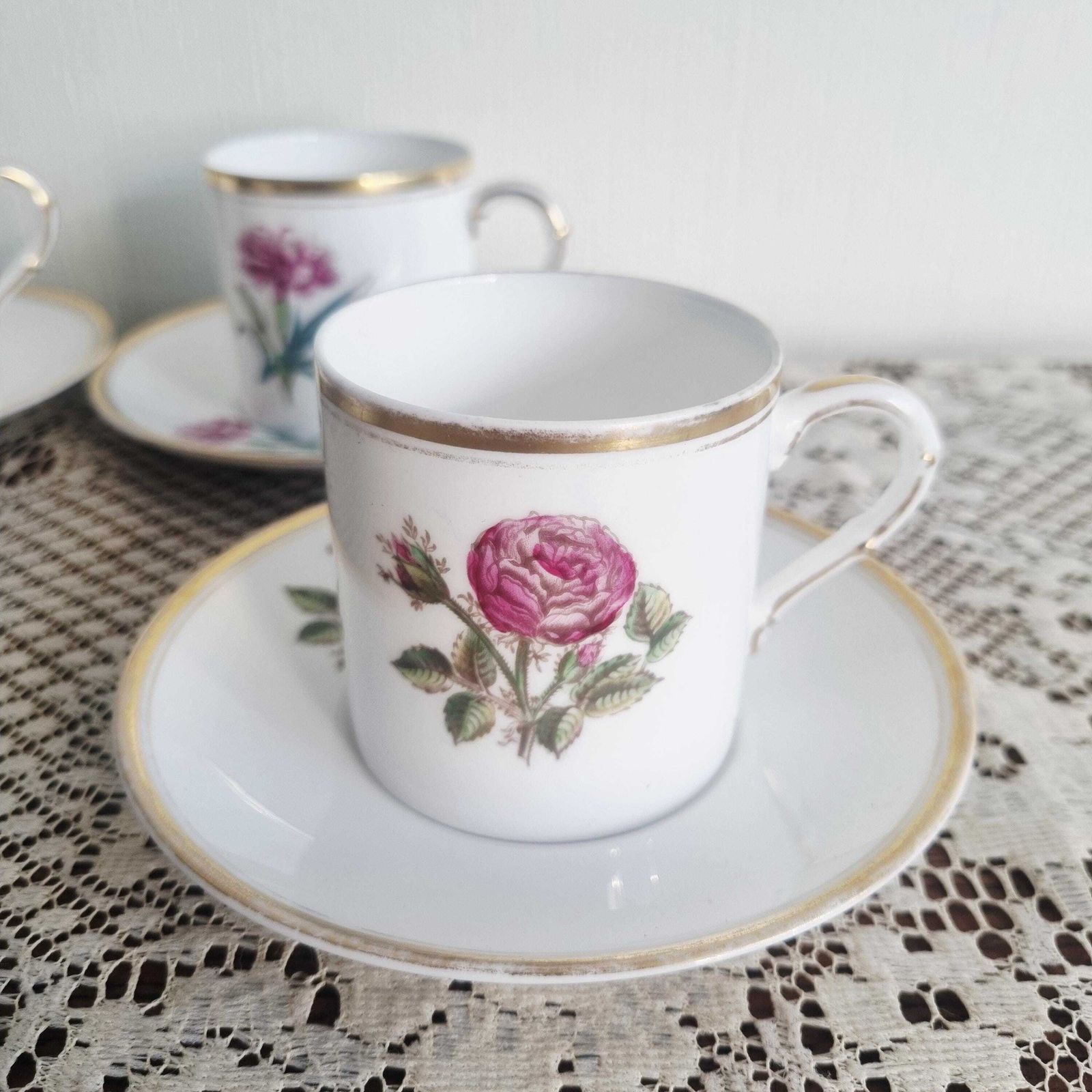 Set Of 5 Floral Coffee/Expresso Cups/Coffee Cans By Royal Worcester photo vintage