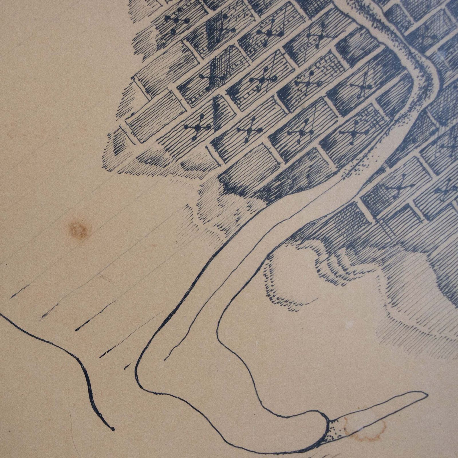 Surrealistische Architecturale Compositie – Pentekening In Inkt (1961) photo Kunst