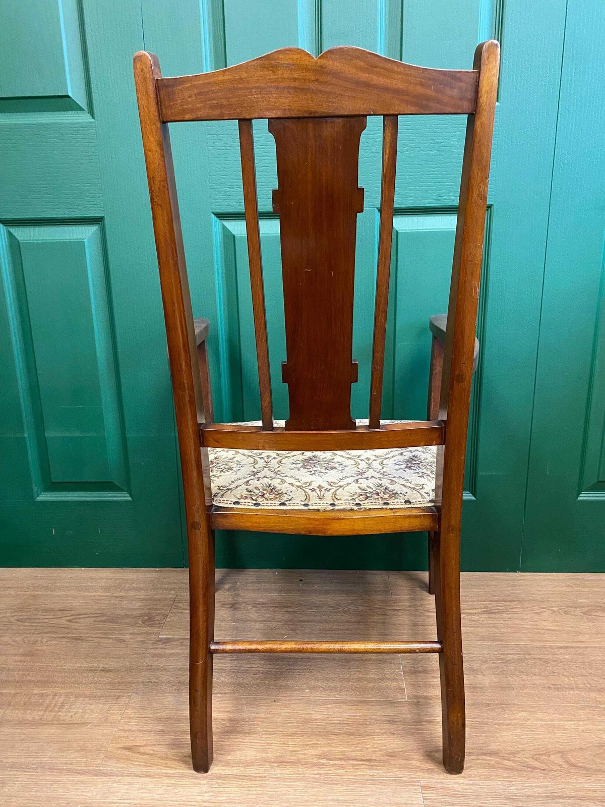 Antique Edwardian Inlaid Mahogany Carver Chair With Tapestry Style Seat photo buy