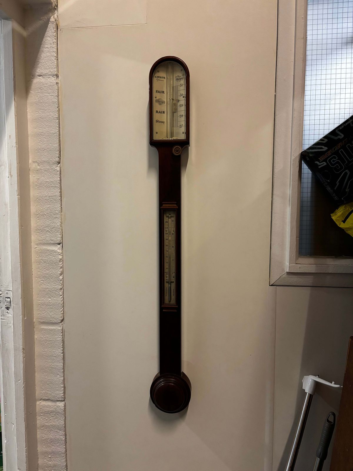 Antique Scottish Mahogany Stick Barometer By J White Of Glasgow photo vintage
