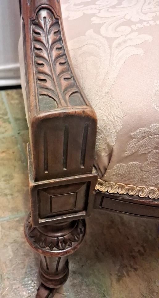 Antique 19th Century Upholstered Library Chair With Gorgeous Carvings photo Furniture