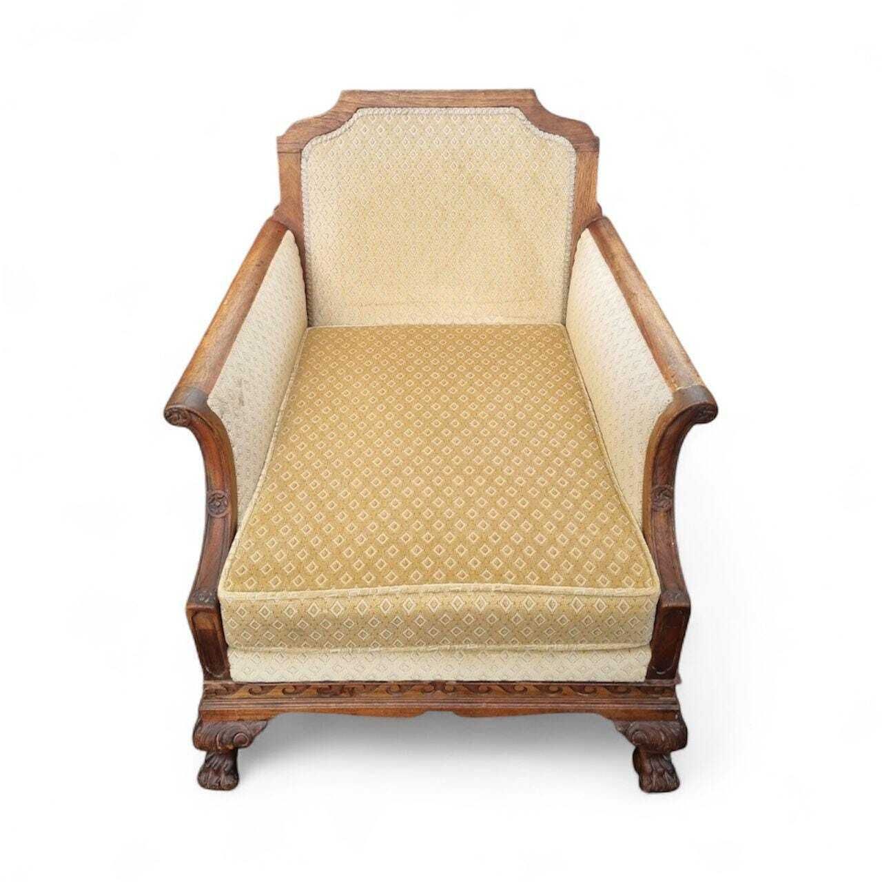 Antique Edwardian Carved Mahogany Armchair / Claw & Ball Feet / C.1910 / Free Delivery photo for sale