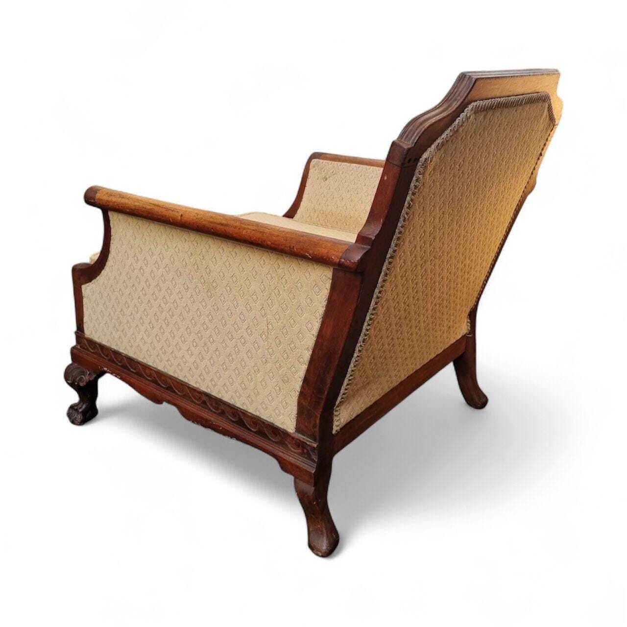 Furniture Antique Edwardian Carved Mahogany Armchair / Claw & Ball Feet / C.1910 / Free Delivery photo